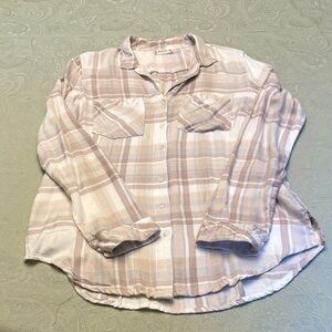 altar’d state Casual Fall Soft Flannel Button Down Shirt Cozy Comfy Beige